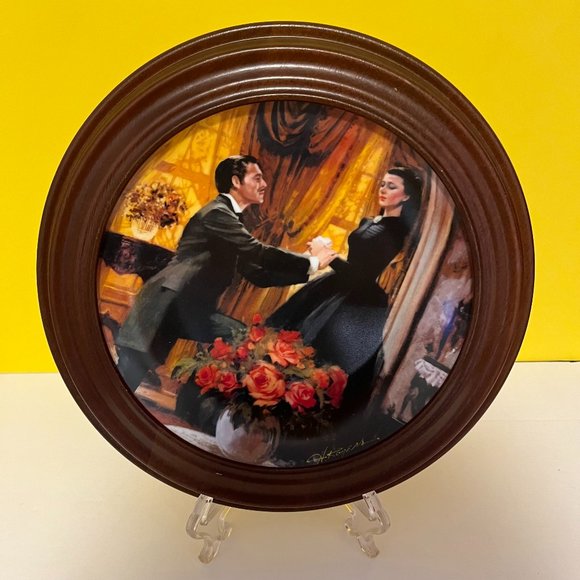 "GONE WITH THE WIND "The Proposal" COLLECTORS PLATE FRAMED 1988"--PREOWNED - Picture 1 of 4